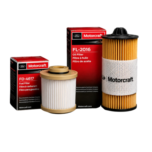 Genuine Motorcraft FD-4617 Fuel Filter & FL-2016 Oil Filter Kit | OEM Service Combo Pack for Ford Diesel Engines
